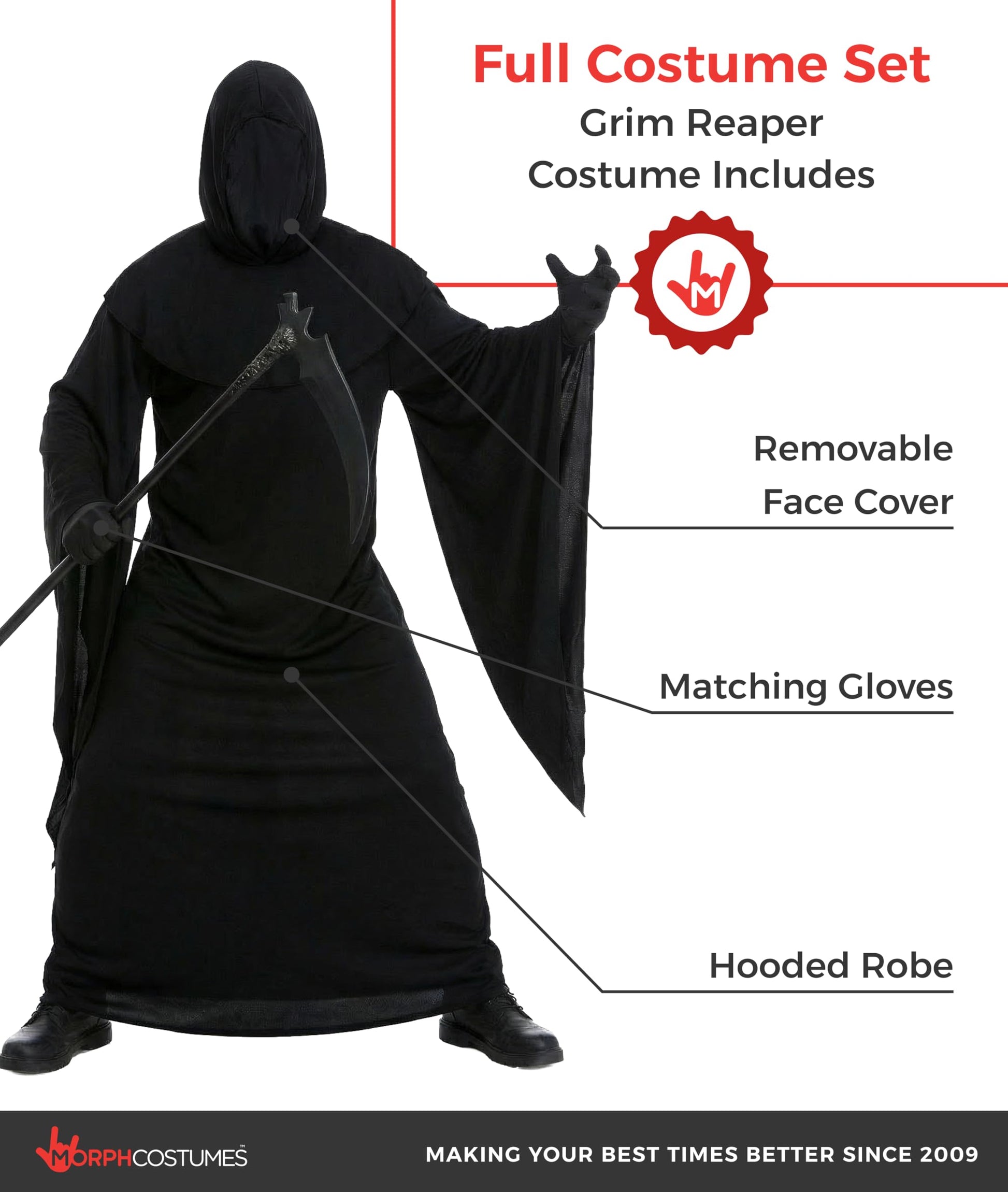 Grim Reaper Costume Adult - Grim Reaper Mens Costume - Mens (image 2)