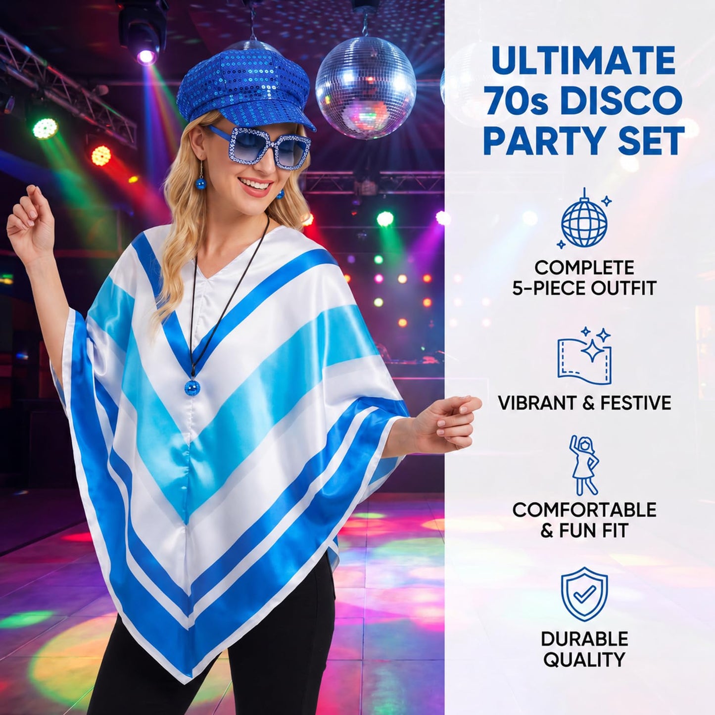 70s Fancy Dress Women & ABBA Accessories Set; Disco Outfits (image 5)