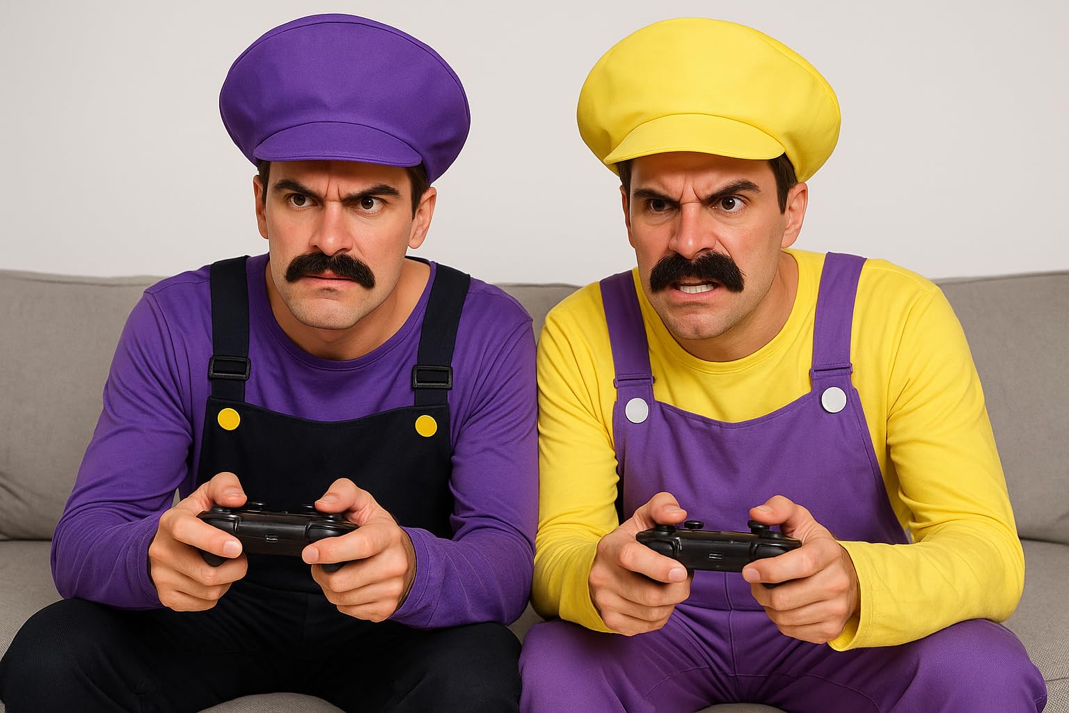 Adult Men's Purple Bad Plumber Fancy Dress Costume Retro (image 3)