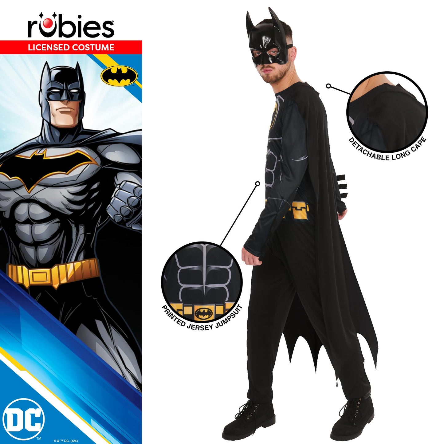Official DC Batman Adult Costume - Adult Superhero Fancy Dress