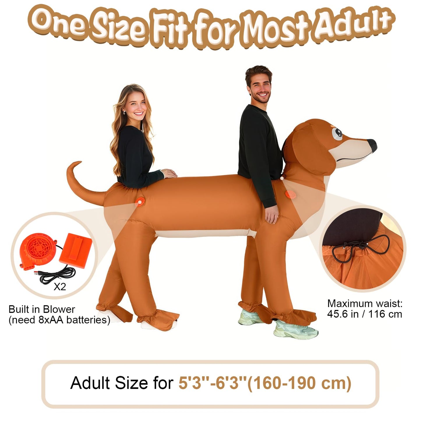 Inflatable Costume Dachshund Double Dog Costume for Adult