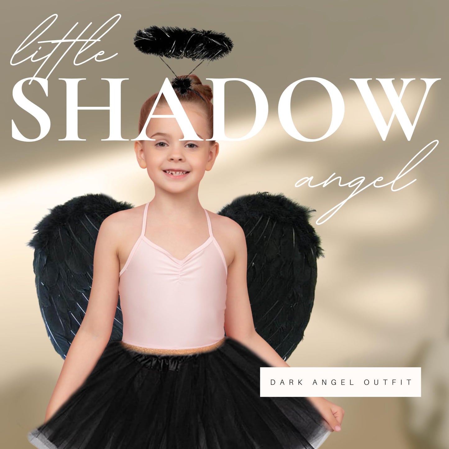 Kids Angel Wings and Halo with Tutu Skirt Halloween Costumes for Girls - Childrens Angel Wings Halo and Tutu Skirt - Christmas Fairy, Devil Accessories or Fallen Halloween Outfits for Girls