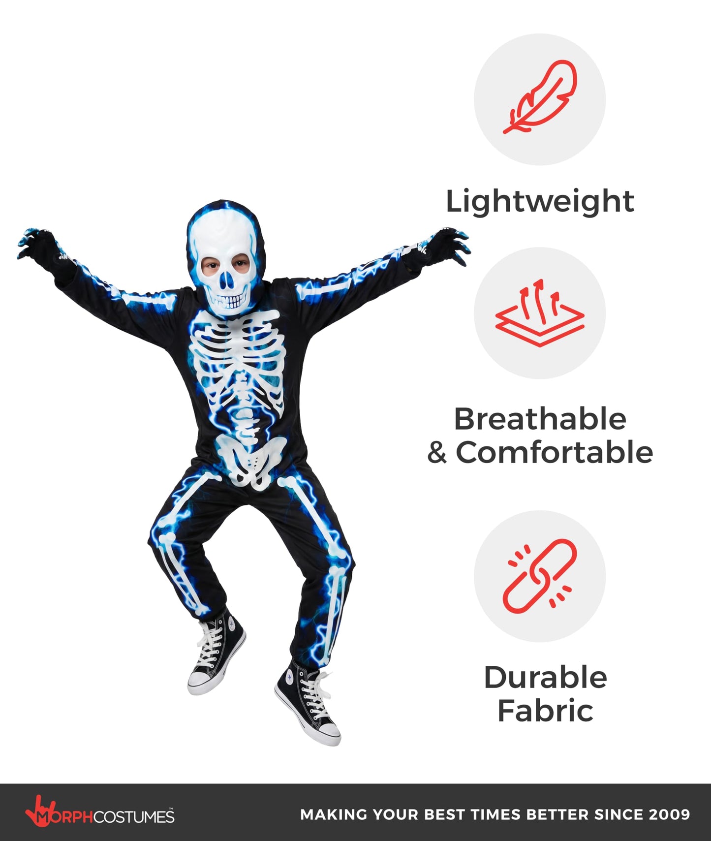 Morph Blue Skeleton Costume Kids, Halloween Costumes Skeleton Kids, Halloween Costumes For Kid, Medium
