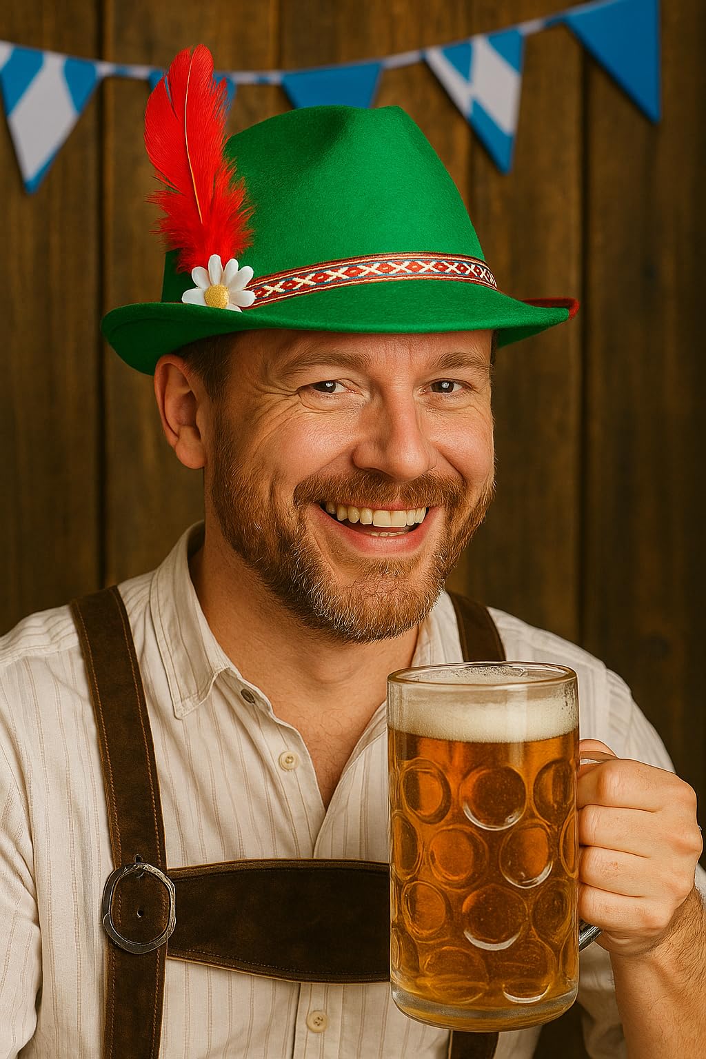 Boland Adult Tyrolean Hat Green – Traditional Oktoberfest Headwear with Feather & Flower – Bavarian Fancy Dress German Hat for Men & Women – Carnival Costume Oktoberfest Accessories