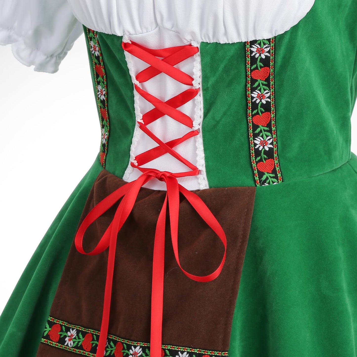 DELIVESS Womens Oktoberfest Costume German Bavarian Dirndl Dress For Halloween Carnival Outfit (Green, L)