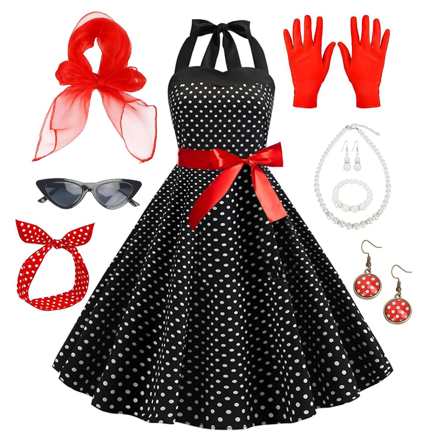 50s Costume Accessories - 1950s Fancy Dress Kit Women Retro Outfit
