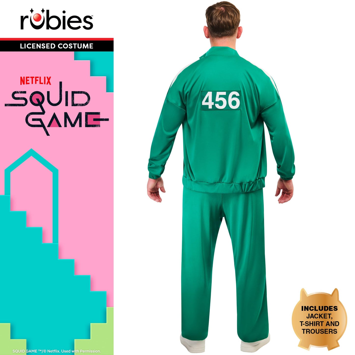 Rubies Official Squid Game Player 456 Deluxe Costume Adult Fancy Dress, Size Small
