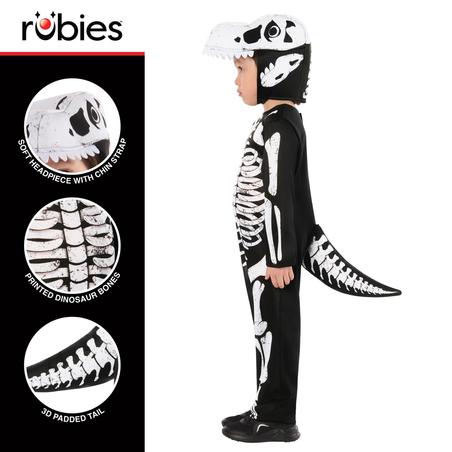 Rubies Official Skeleton Dinosaur Costume, Kids Fancy Dress, Size Age 5-6 Years Halloween