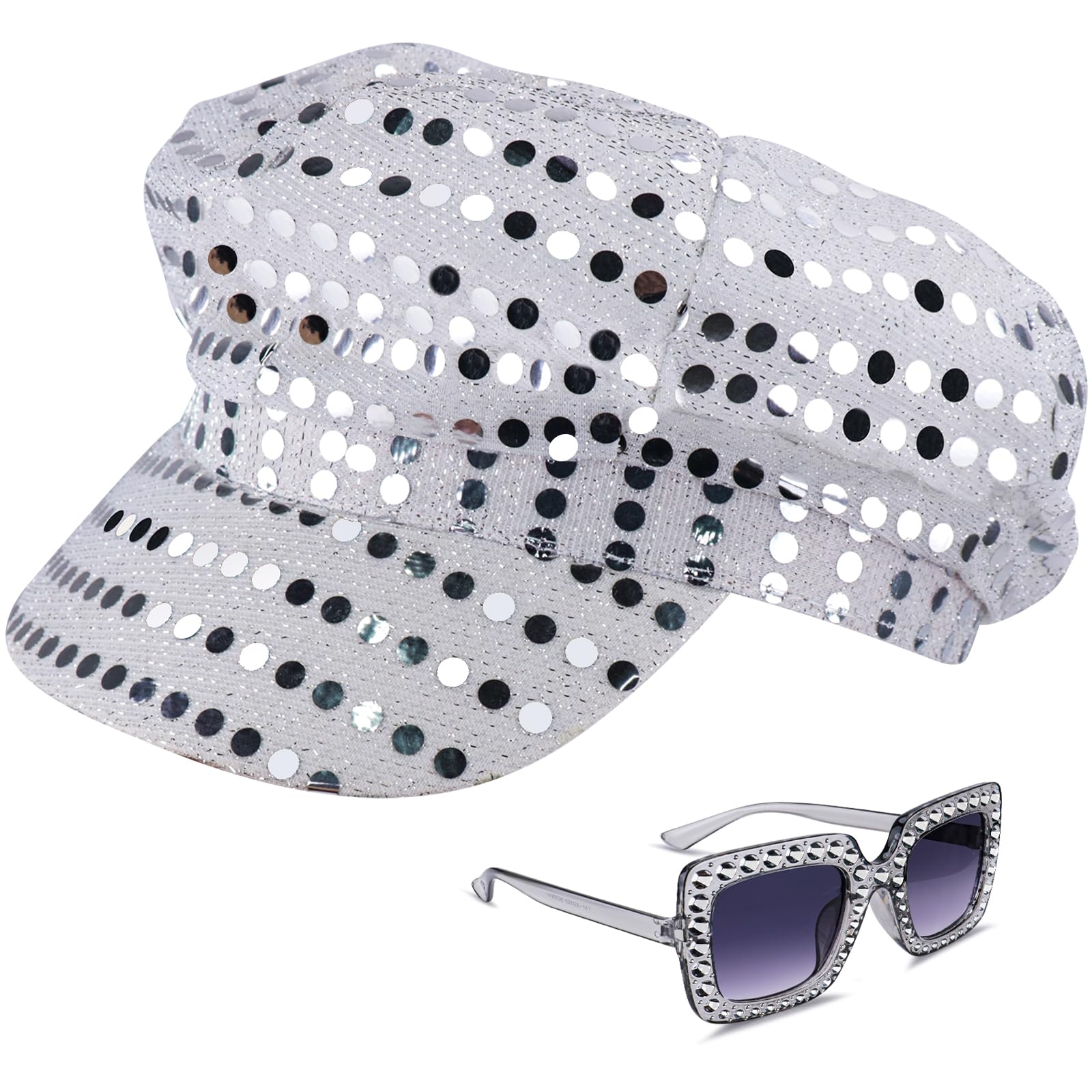 70s Disco Hat Sequin Silver Hat for ABBA Accessories Women
