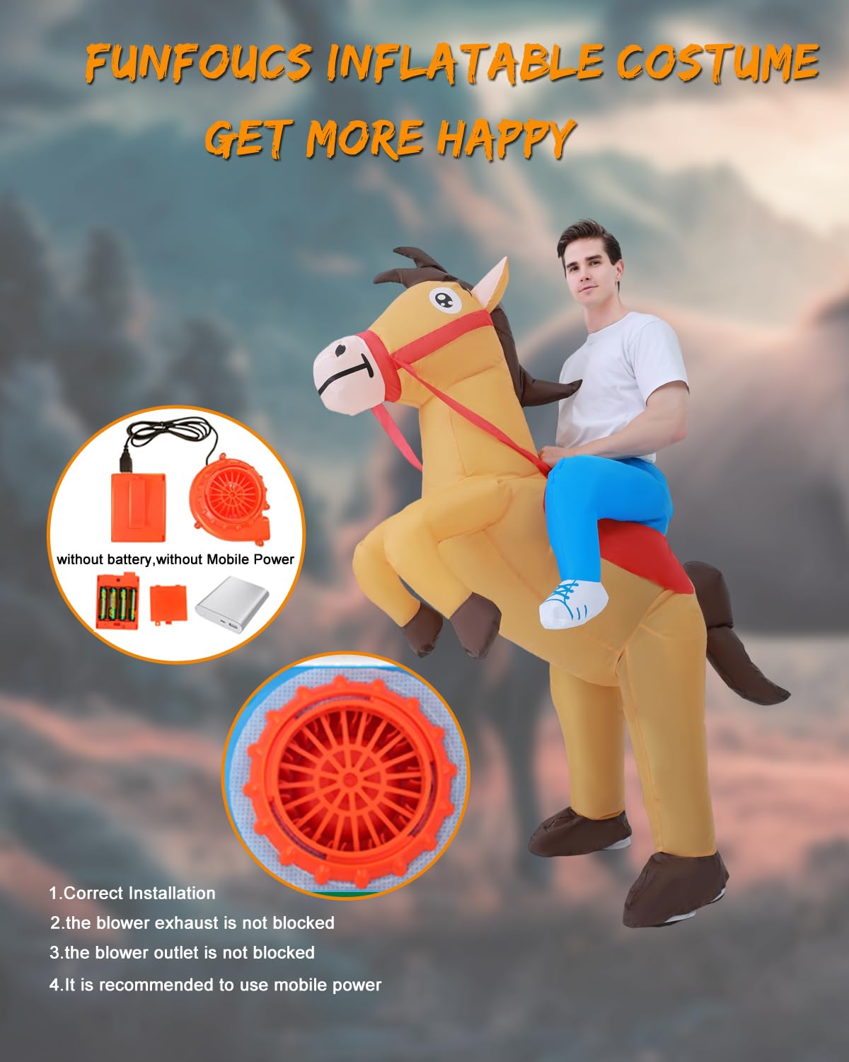 BESTSIGHT Inflatable Horse Costume Adult Inflatable cowboy Costumes Adult Size Ride On Blow up Costumes for Adults Women Men Inflatables Fancy Funny Suit for Halloween Christmas Carnival Party