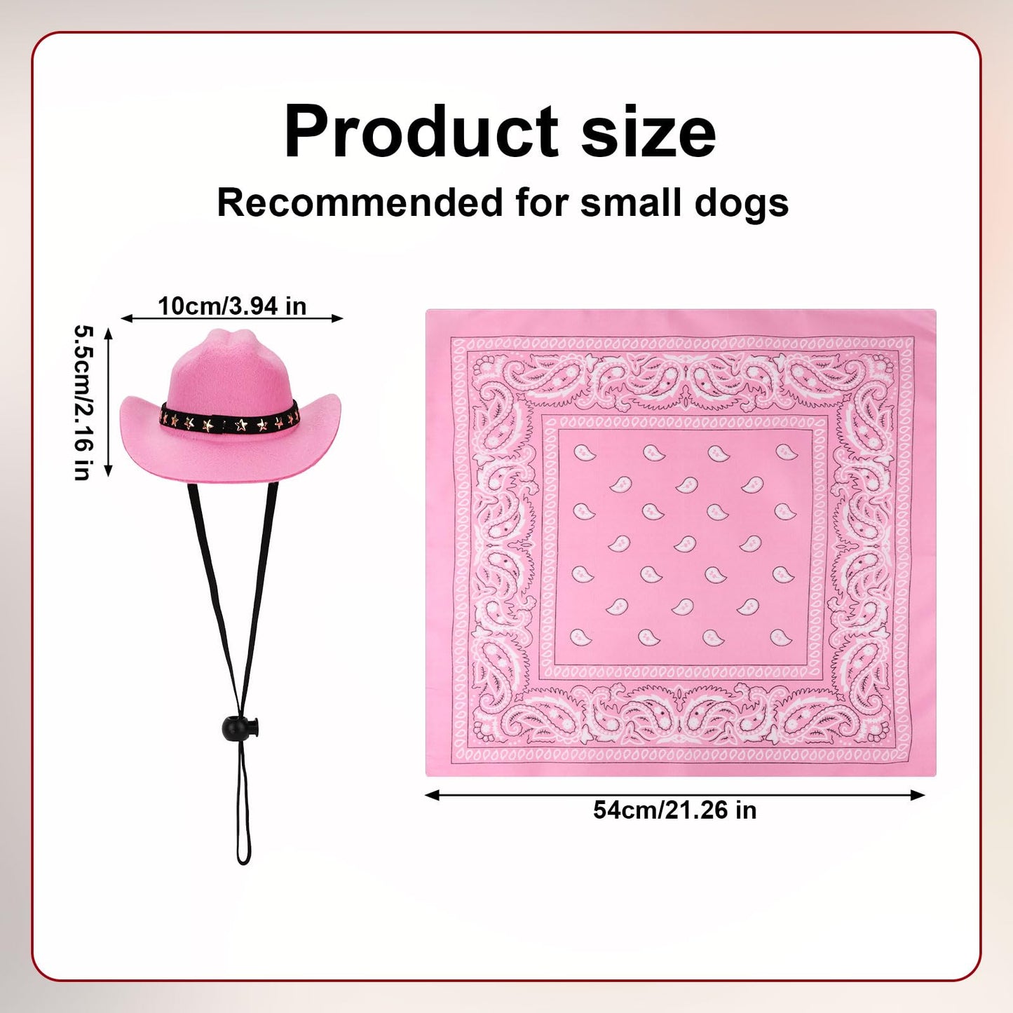 Pet Cowboy Costume - Dog & Cat Cowboy Hat & Bandana Set - Pink
