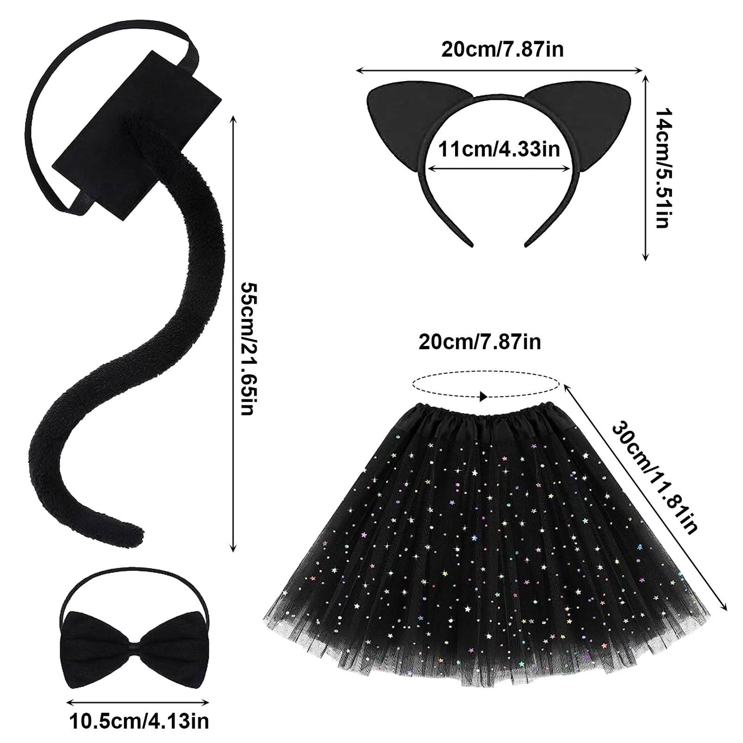 Cat Costume - Cute Cat Cosplay Kitten Ears Cat Tail Bow Tie (image 2)