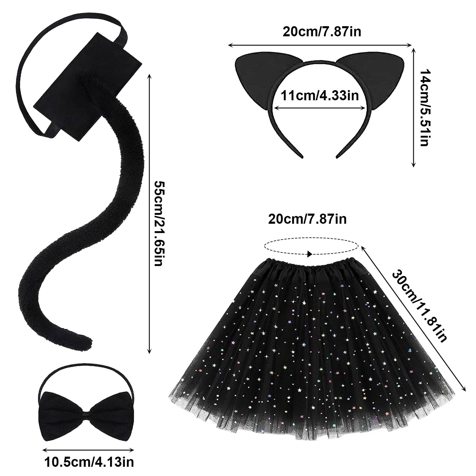 Cat Costume - Cute Cat Cosplay Kitten Ears Cat Tail Bow Tie (image 2)