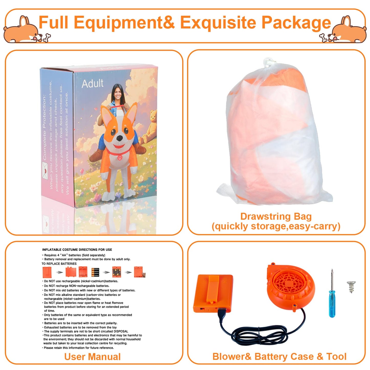 Inflatable Costume for Adult Dog Halloween Blow Up Costumes Ride
