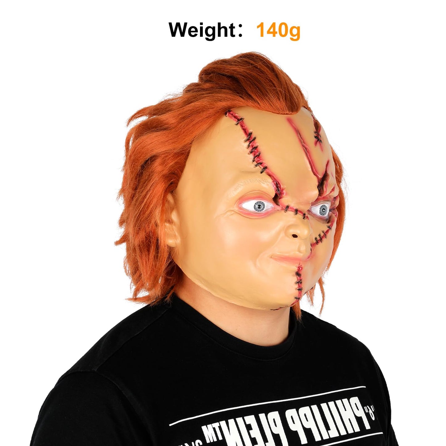 JoyFuncos Chucky Mask Adult Halloween Scary Latex Full Head Mask Horror Creepy Realistic Chucky Costume Props for Party Masquerade Cosplay