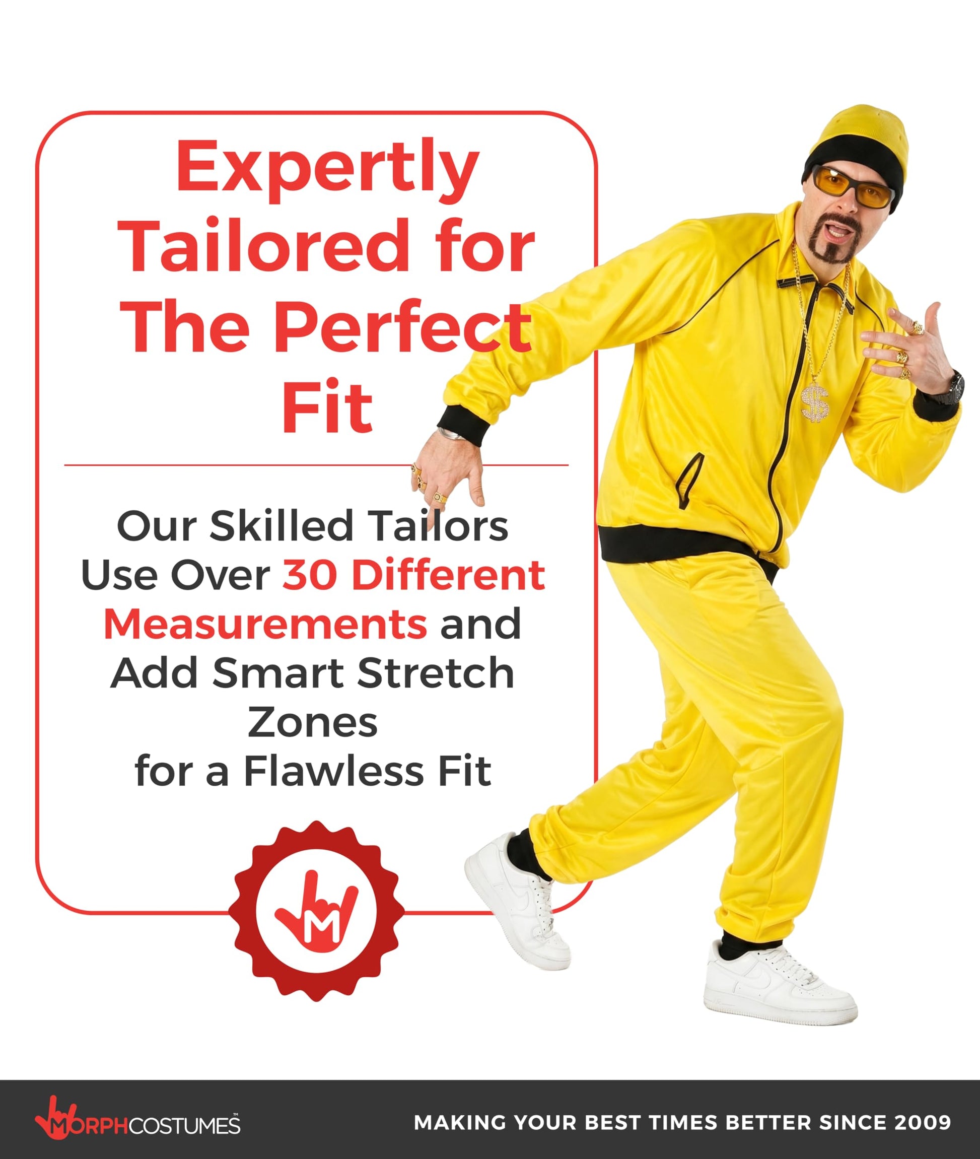 Mens Track Suit Costume Yellow Hip Hop Outfit for Men 2000s Rapper (image 4)