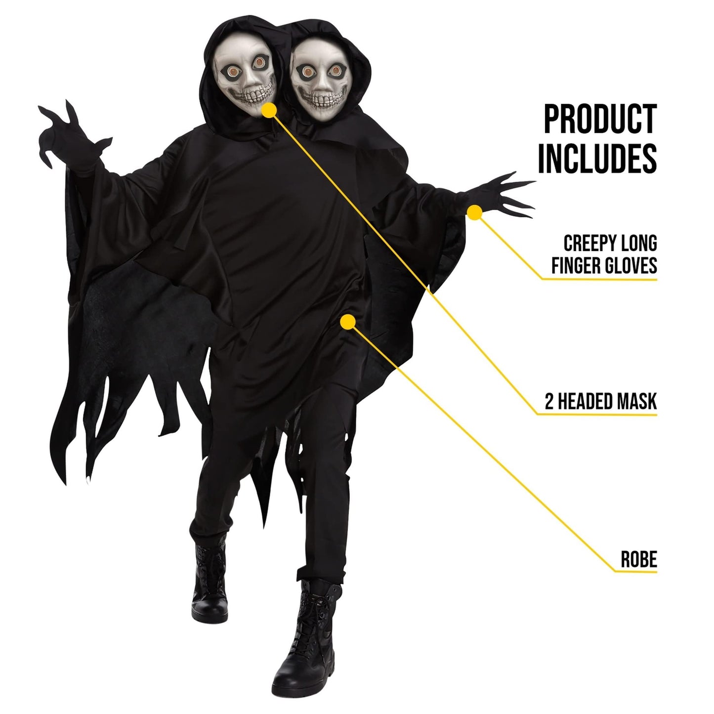 Two Headed Ghoul Costume - Ghost Halloween Costumes Adult - Grim (image 3)