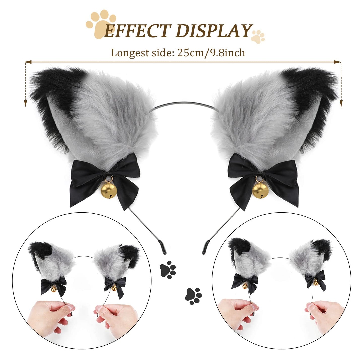 Cat Cosplay Costume Set Cat Ears and Animal Tail Kit - Faux Fur (image 3)