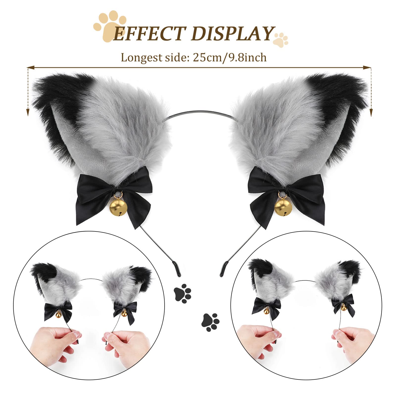 Cat Cosplay Costume Set Cat Ears and Animal Tail Kit - Faux Fur (image 3)