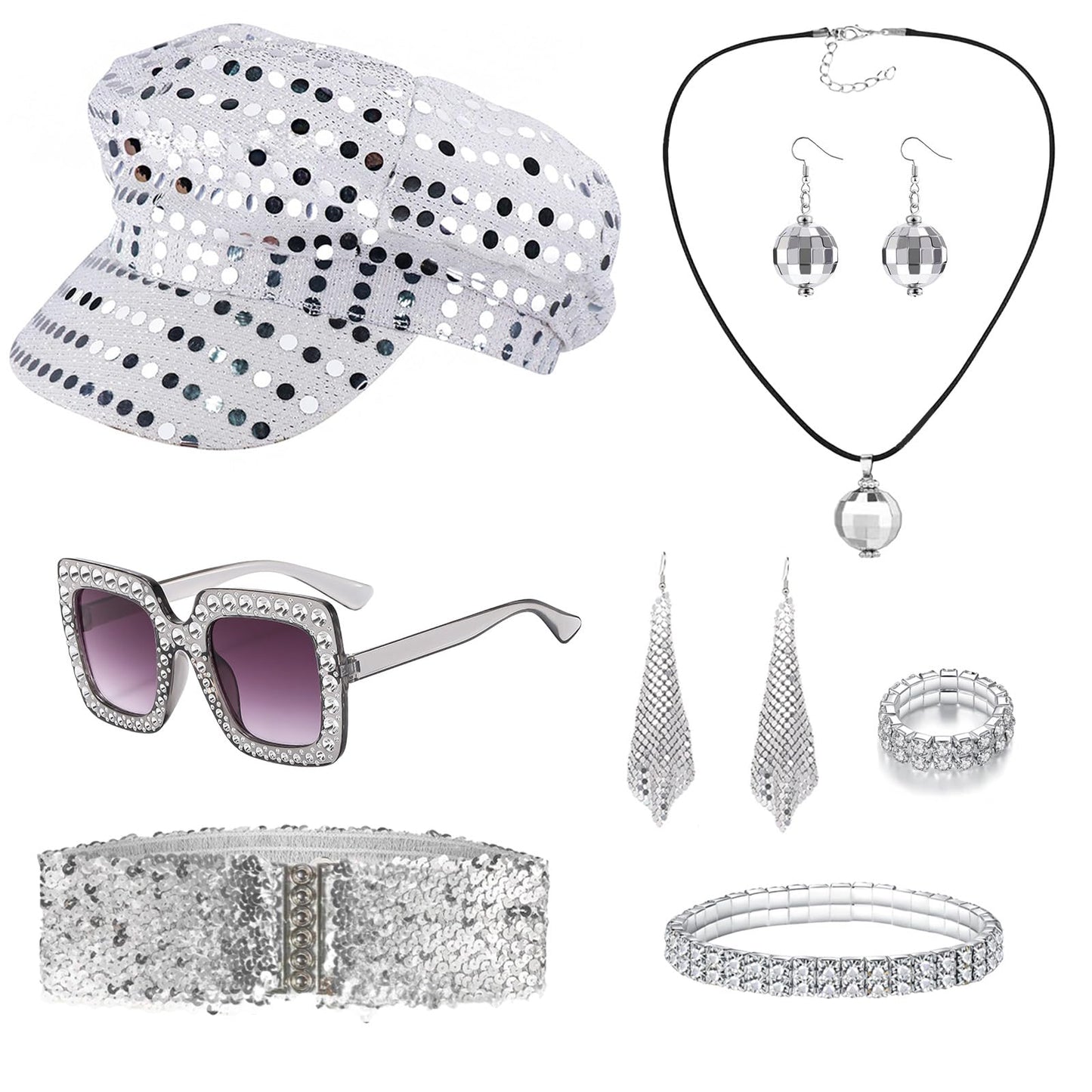 70s Disco Accessories - 70s Fancy Dress Costumes with Sequins Hat