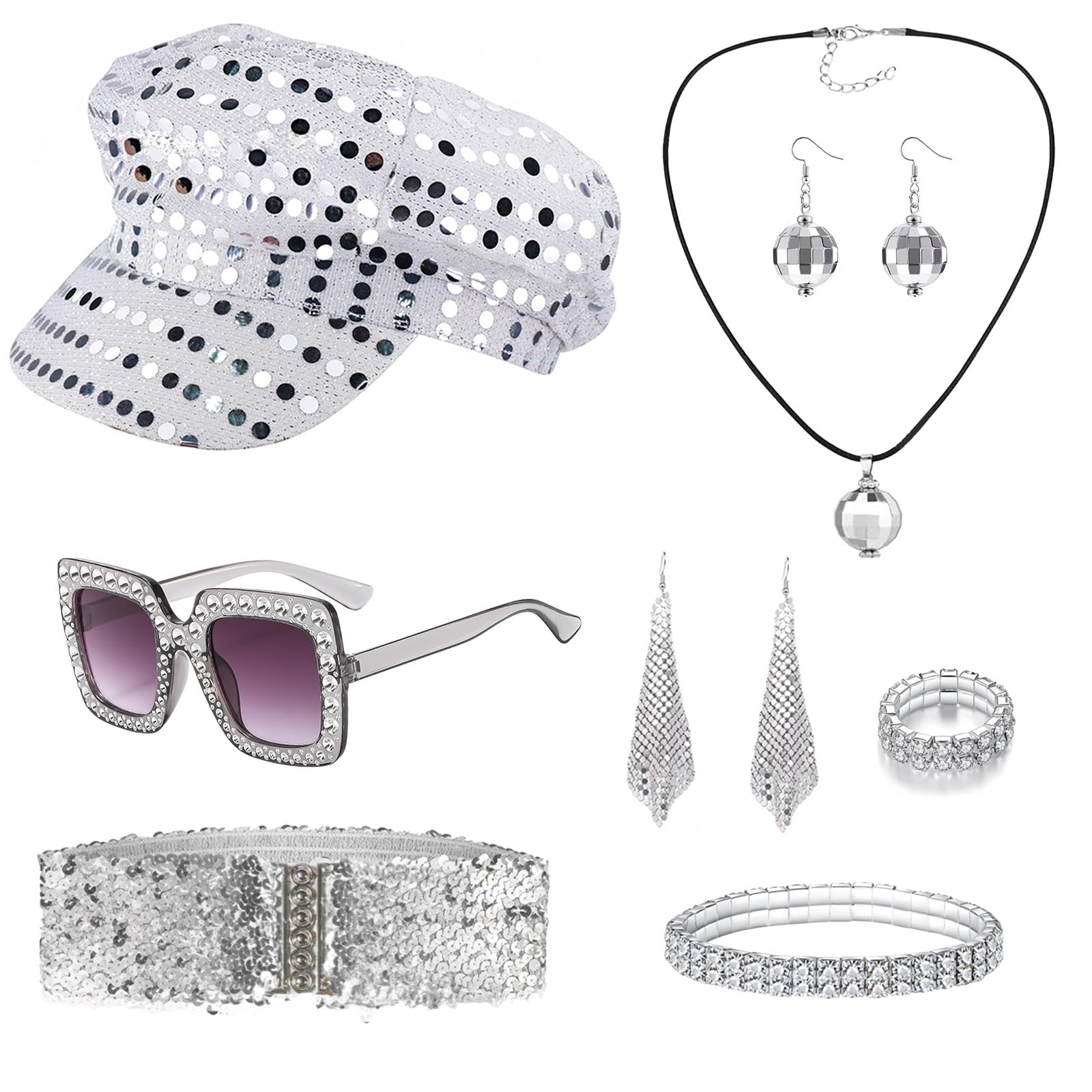 70s Disco Accessories - 70s Fancy Dress Costumes with Sequins Hat
