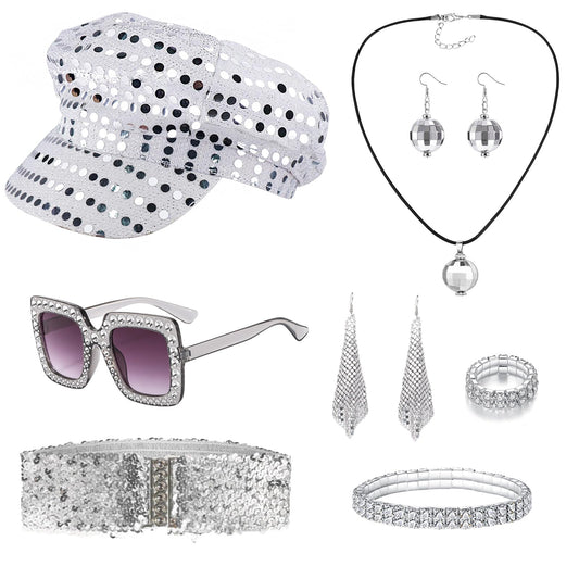 70s Disco Accessories - 70s Fancy Dress Costumes with Sequins Hat