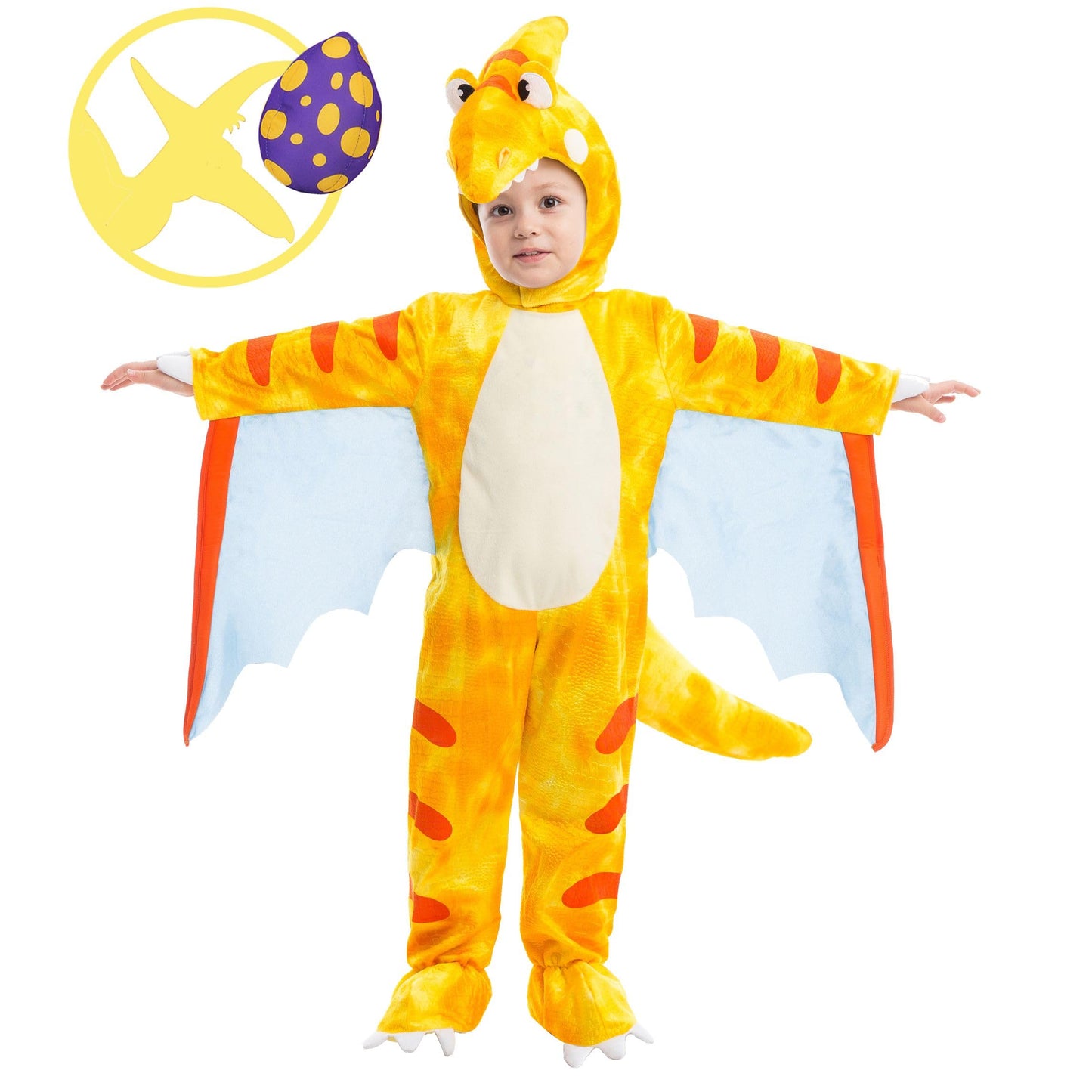 Spooktacular Creations Yellow Prehistoric Pterodactyl Dinosaur Costume Kid and Toddler Deluxe Set for Halloween Dress Up Party and Dinosaur Themed Party (3T)