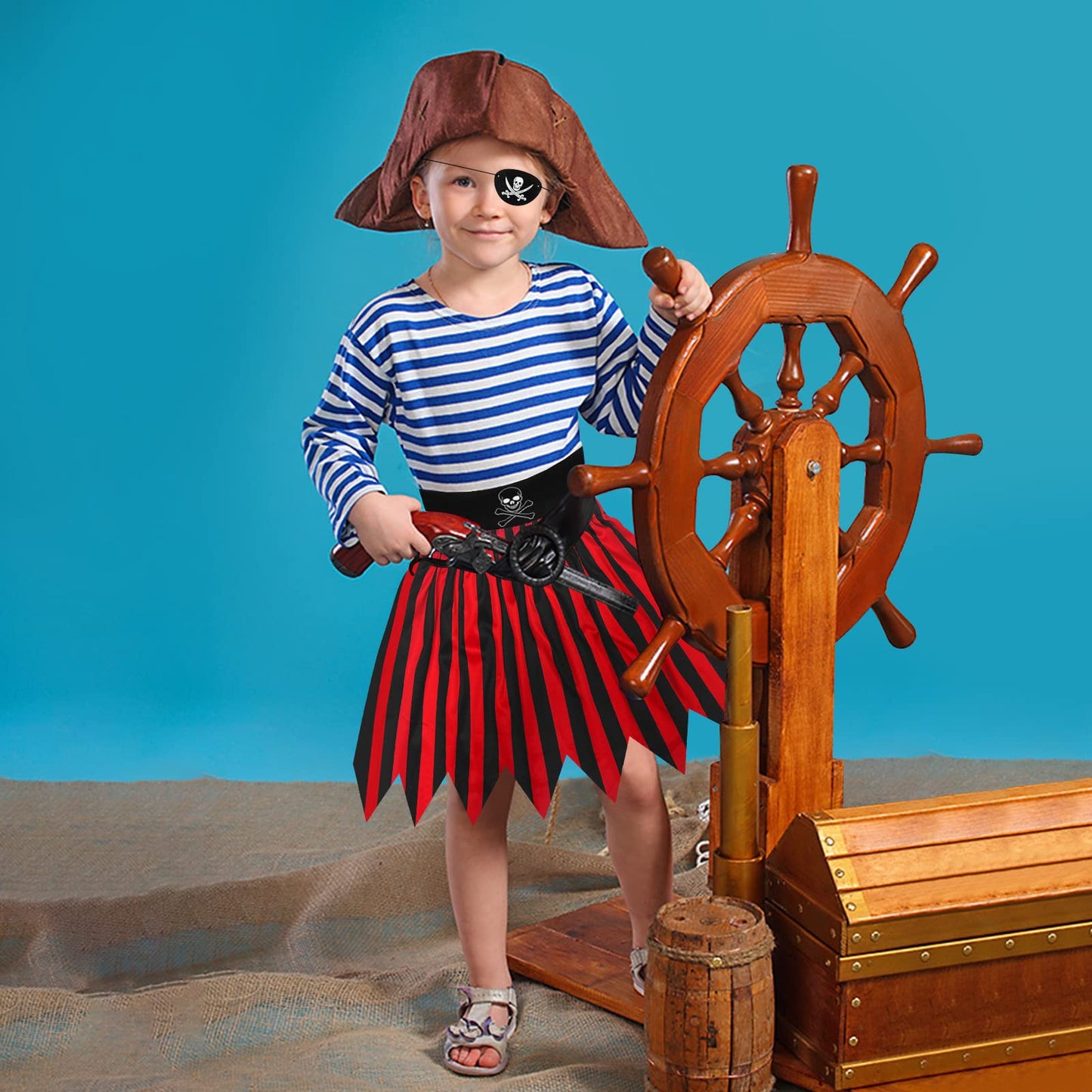 Wonsta Caribbean Pirate Costume Girls Fancy Dress Girls Role Play Dress Up Party Pirate Themed Birthday Party Halloween Costume