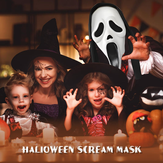 HigoYXP Halloween Scream Mask, Horror Scary Mask, Scream Face Mask, Full Head Horrible Skull Face Mask for Halloween Costume Cosplay Party