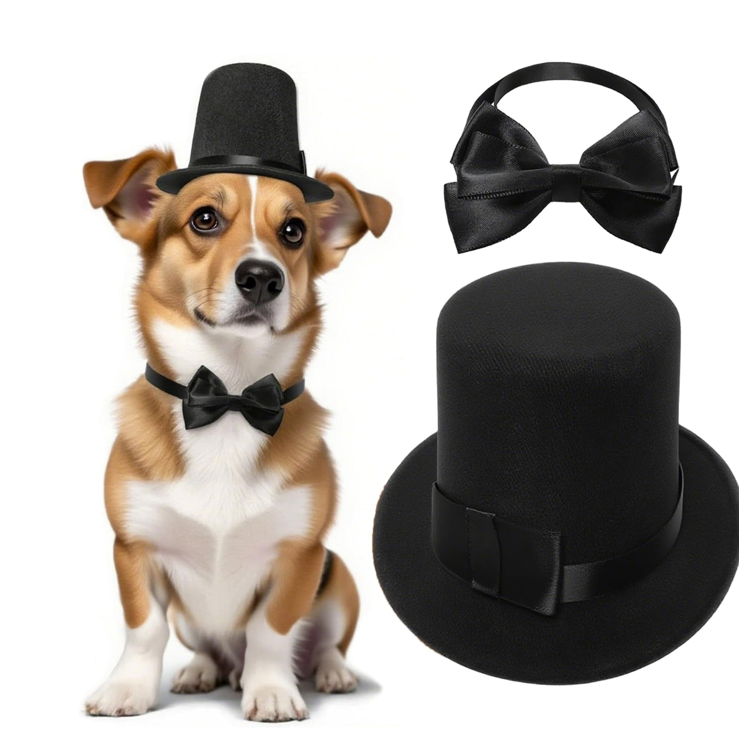 Pet Formal Costume Set Dog Top Hat with Necktie Cat Gentleman