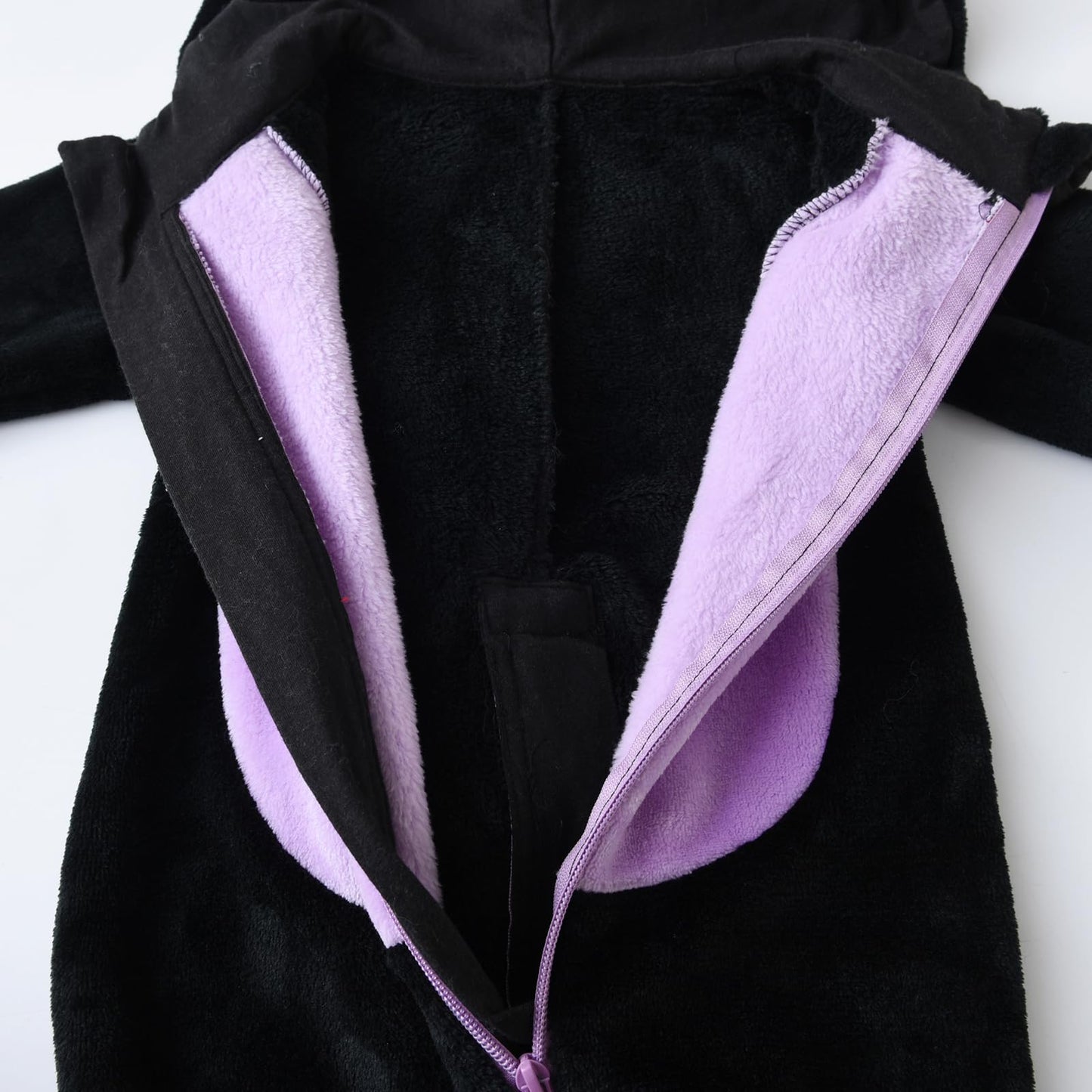 Qianderer Toddler Baby Black Cat Costume Hooded Jumpsuit Zipper Snowsuit Infant Boy Girl Halloween Costumes Fuzzy Warm Winter Clothes (Ba Purple, 18-24 Months)