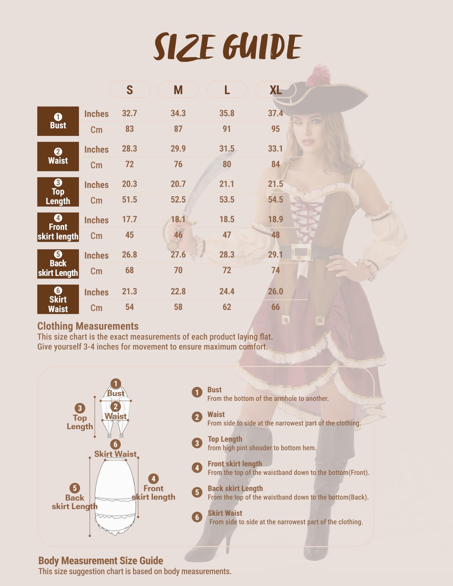Costumes for Women - Pirate Costume Adult Women with Hat - Dress