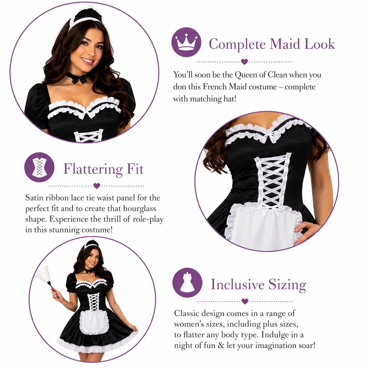 Plus Maid Outfits for Women Sexy Maid Costume Halloween Fancy Dress (image 3)