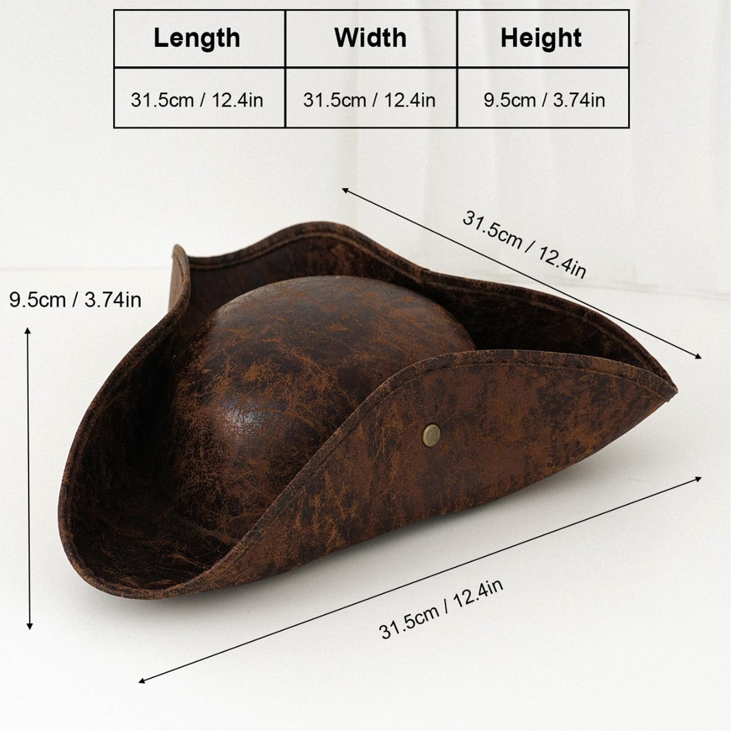 Halloween Pirate Hat for Women Men - Brown Distressed Leather