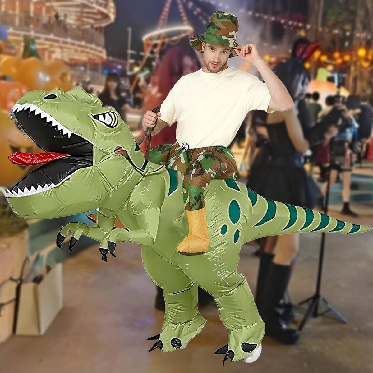 Inflatable Dinosaur Costume Adult Inflatable T-rex Costumes Adult Size Ride On Blow up Costumes for Adults Women Men Inflatables Fancy Funny Suit for Halloween Christmas Carnival Party