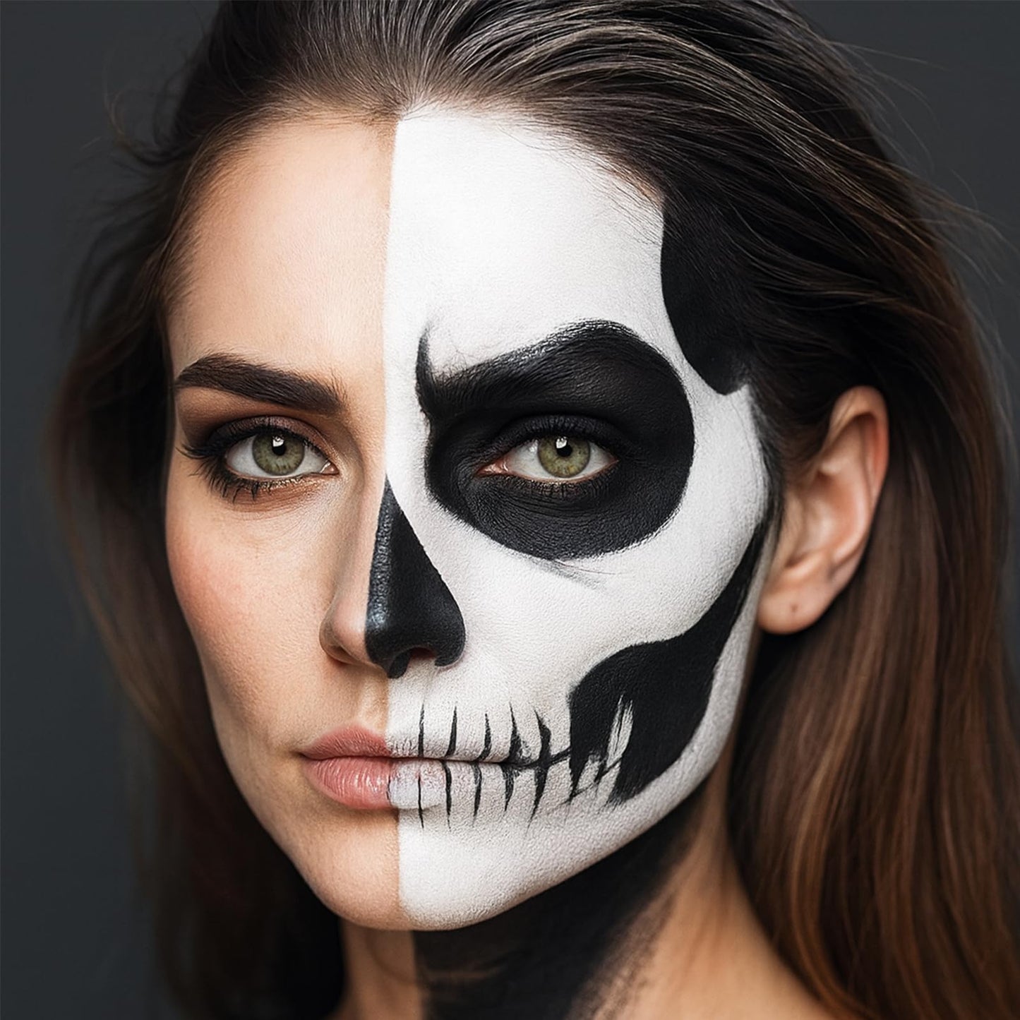 Halloween Cosplay SFX Makeup Black + White Face Body Paint – Black + White Face Body Paint Set for Adults, Non Toxic White Face Paint Kit, Full Coverage, Easy to Apply & Washable