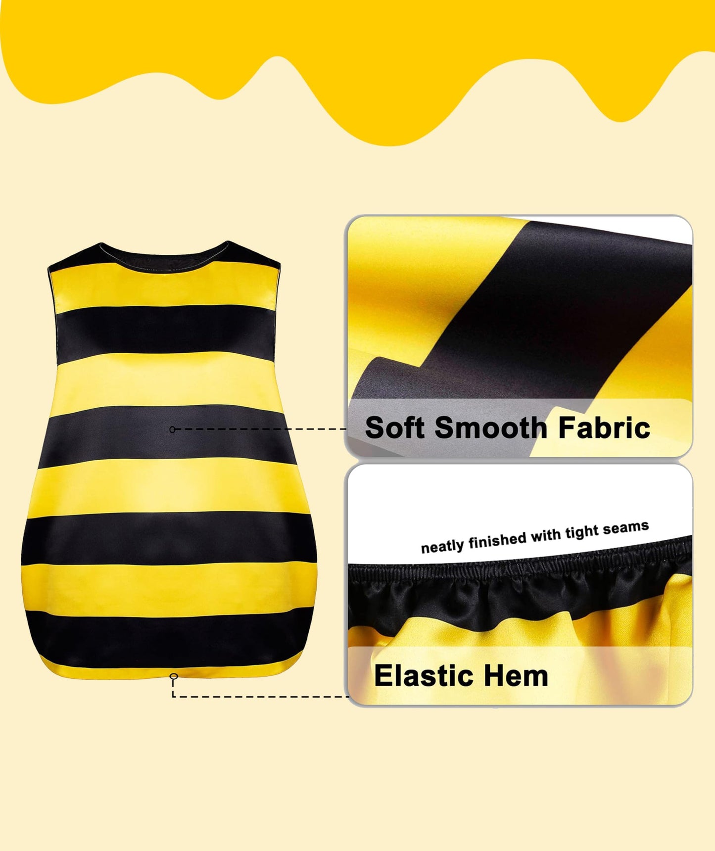Seawhisper Bee Costume Women's Large Sizes Bee Costume Adult Fancy Dress Costumes Plus Size Carnival Halloween Costume 24 26