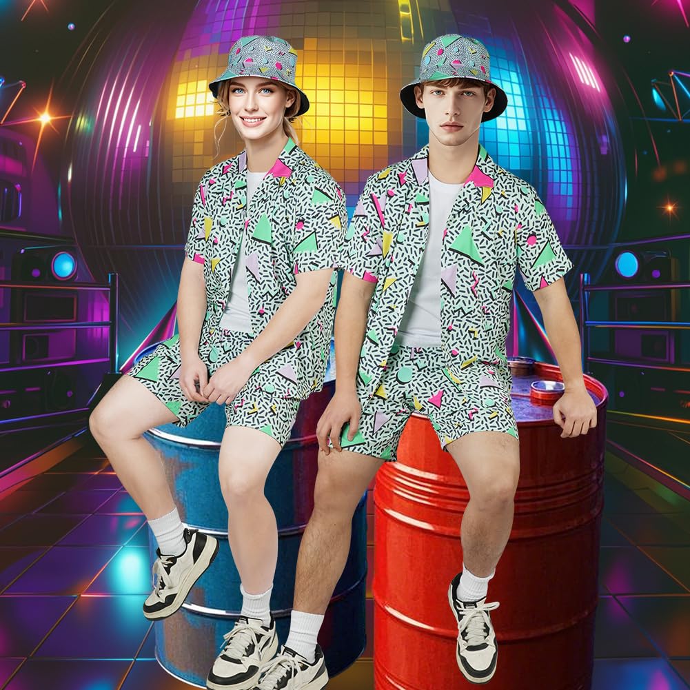80s 90s Outfit Retro Button Shirts - Hip Hop Costume Outfit Set (image 6)