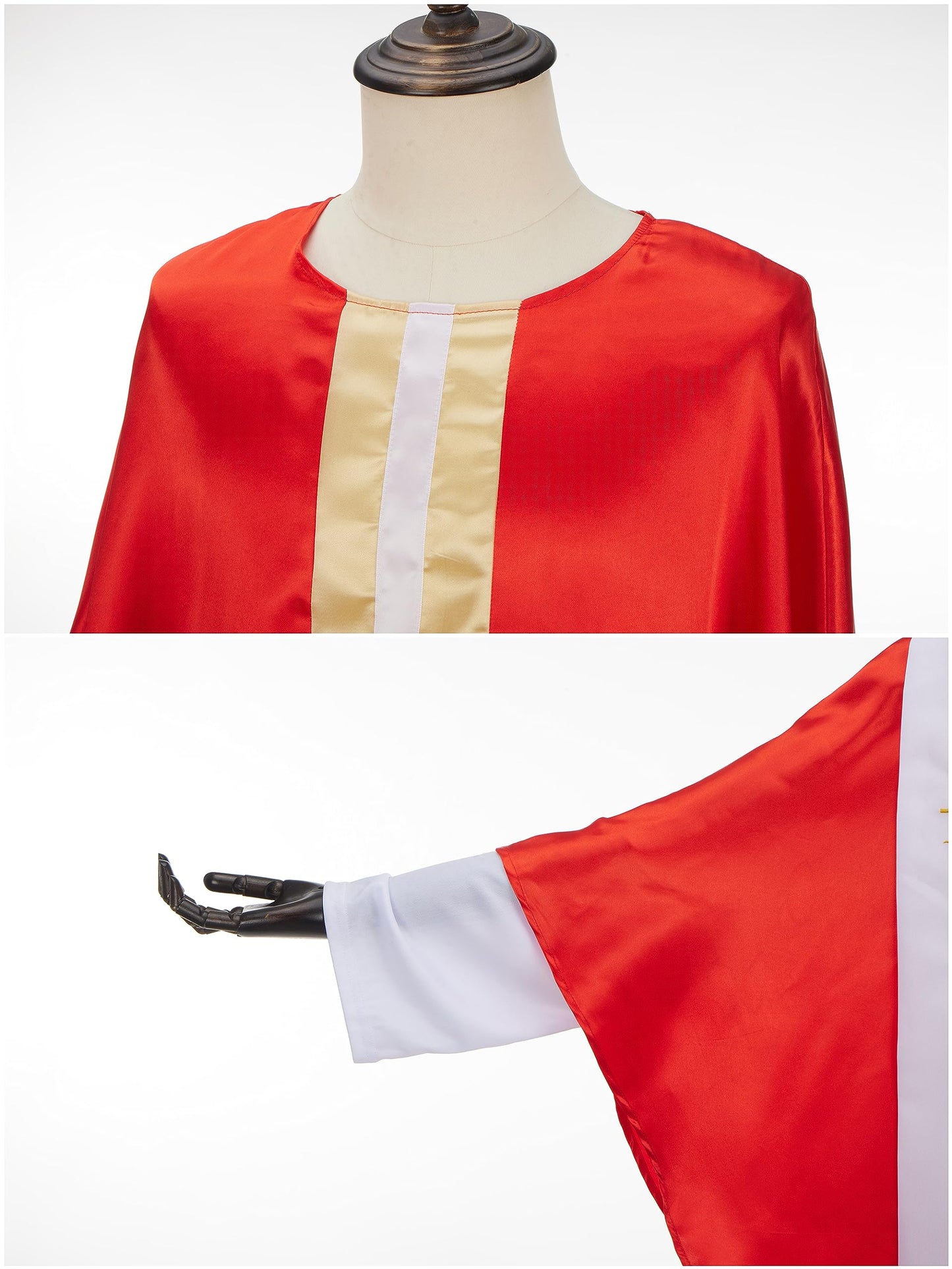 Regenboog Pope Costume Men,Adult Pontiff Biblical Catholic Cardinal Bishop Outfit,Pastor Robe,Saint Cross Staff,Clergy Robe,Halloween Costume,Size M(Plus)