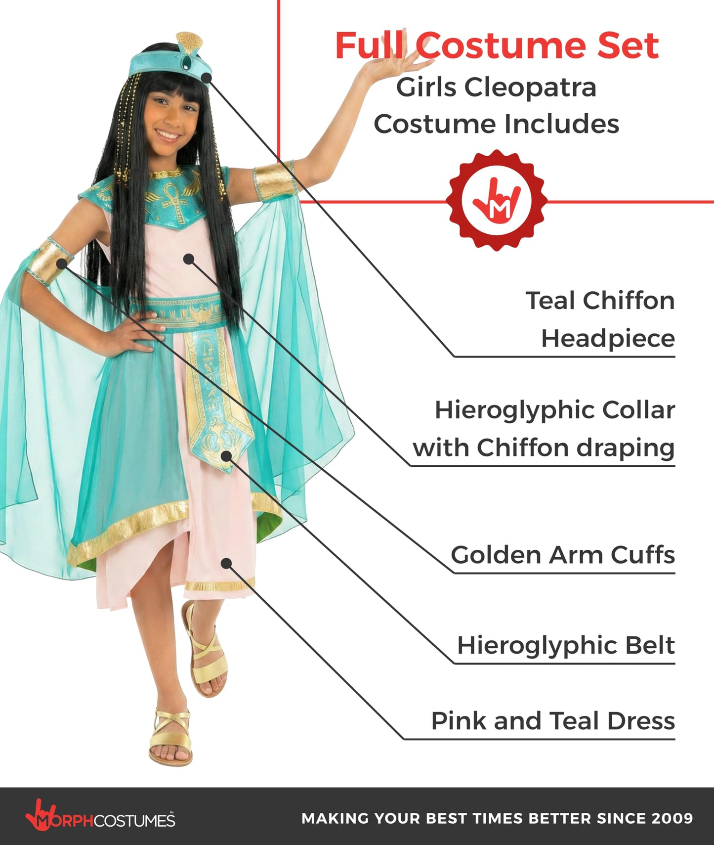 Morph Queen Cleopatra Costume Kids, Egyptian Costumes For Girls, Girls Egyptian Costume, World Book Day Costumes For Girls 12-14 Years