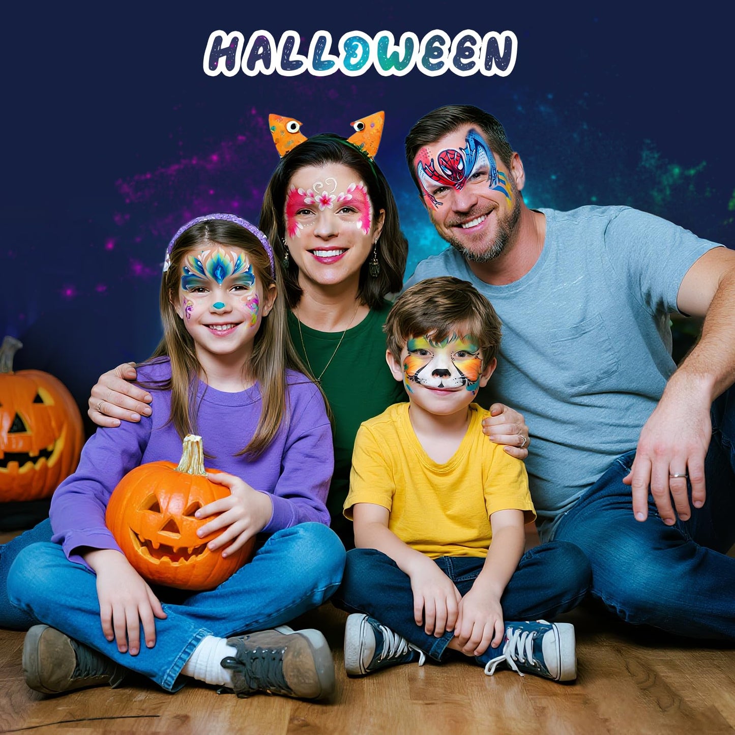 Face Painting Kit for Kids, 42 Colors Professional Face Paint Kit, Body Paint Set with Stencils, Brush, Gems, for Carnival, Halloween, Costume Makeup, Children's Day, Parent-Child Companionship Gifts