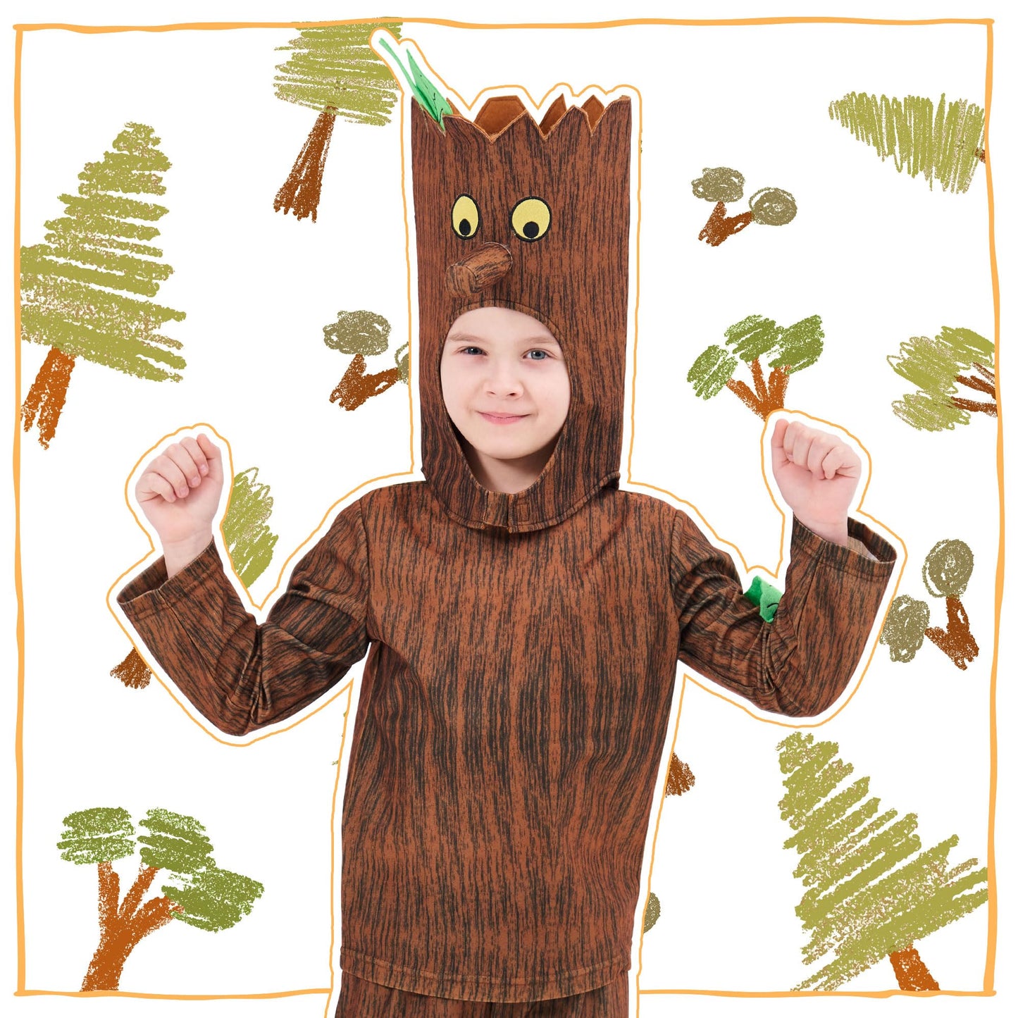 CosExpress World Book Day Costume for Girls Boys - Stick Tree Fancy Dress for Kids Book Character - Book Week 7-8Y