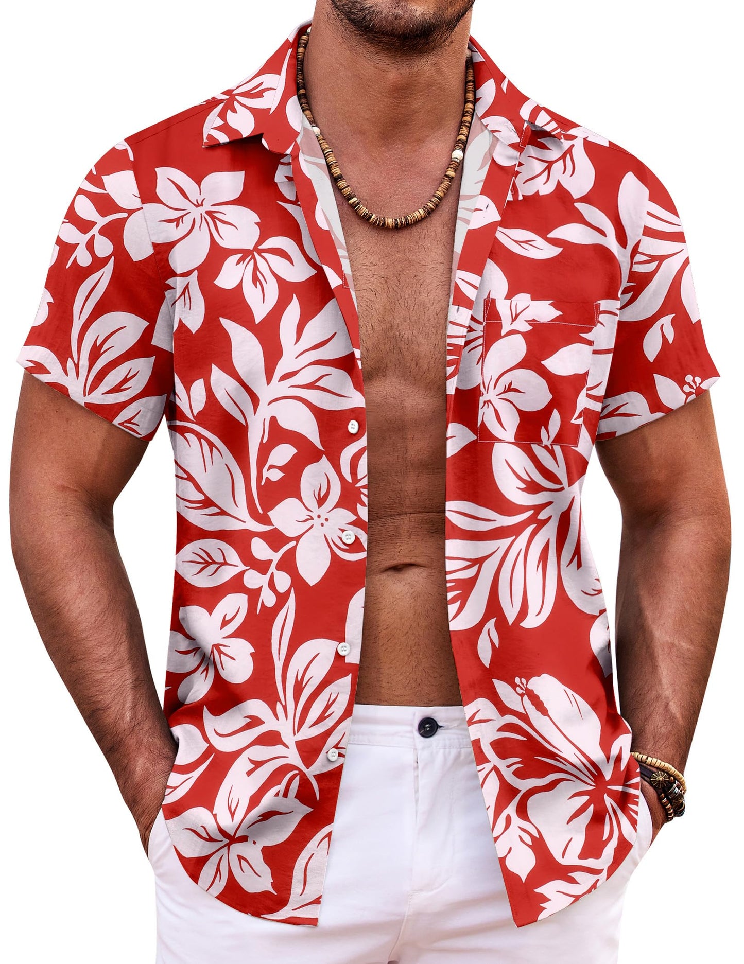 Hawaiian Shirts for Men Short Sleeved Summer Casual Holiday Floral