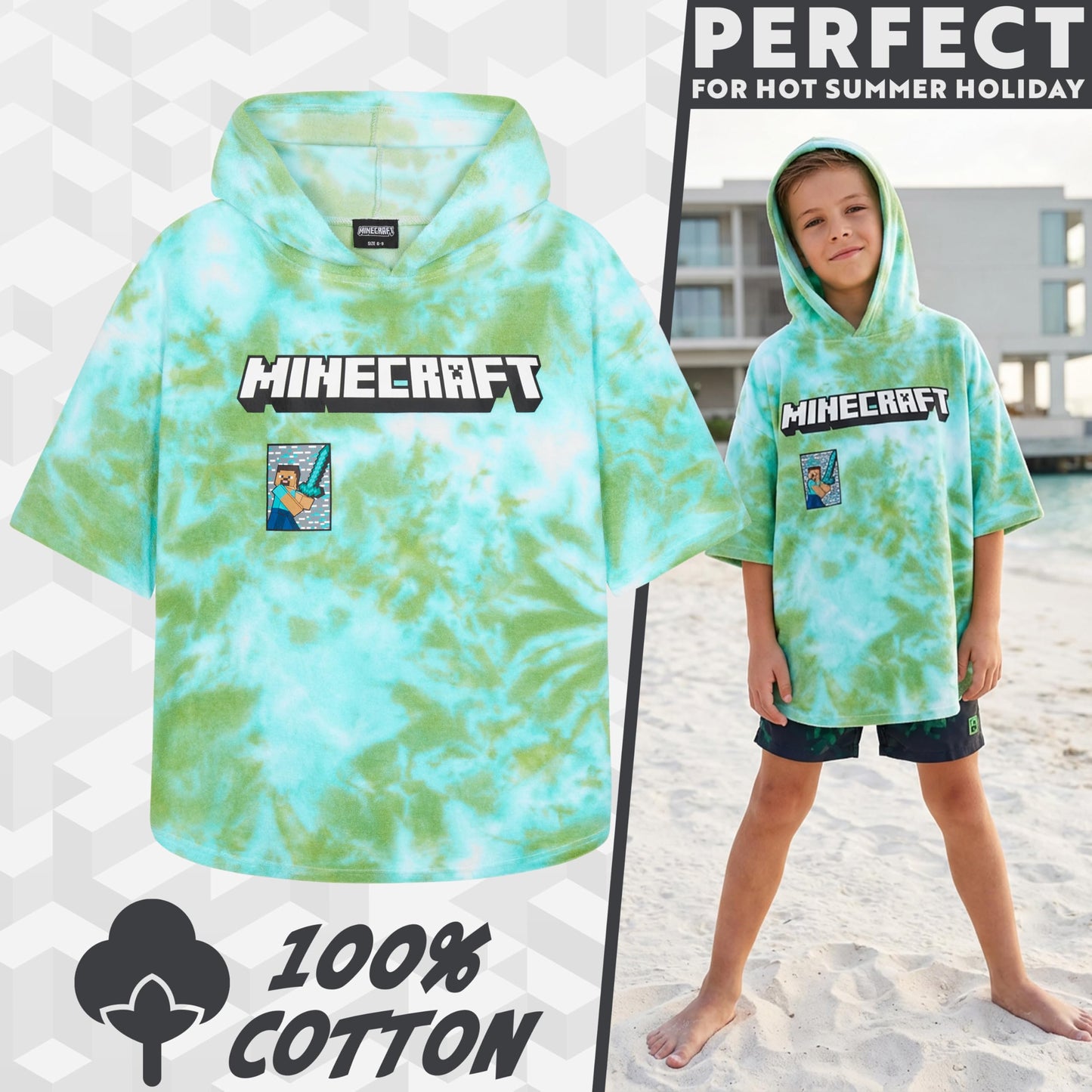 Bath Towel with Hood for Kids and Teenagers Changing Robe Absorbent