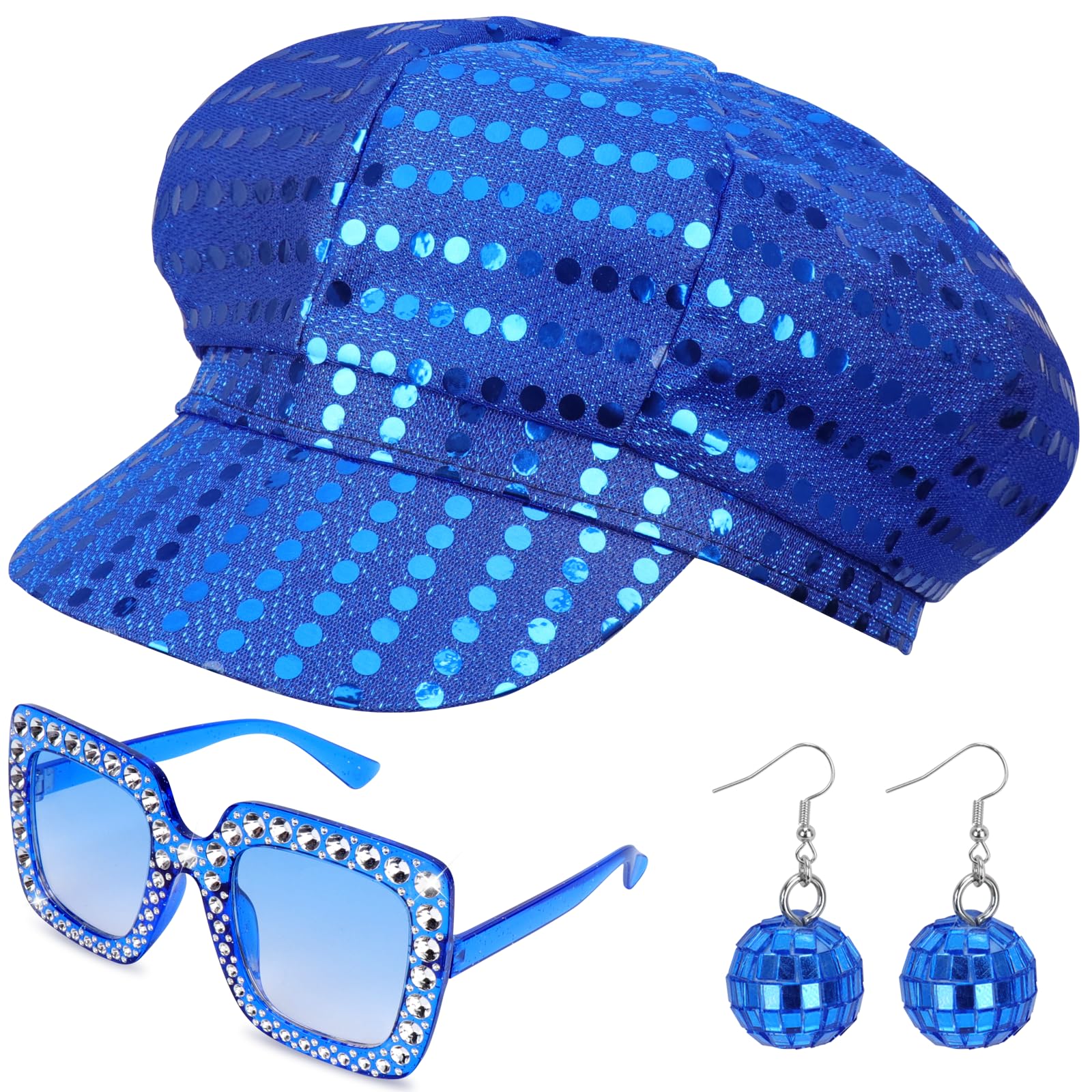 Sequin Blue Hat for ABBA Adults 70s Accessories for ABBA with Blue