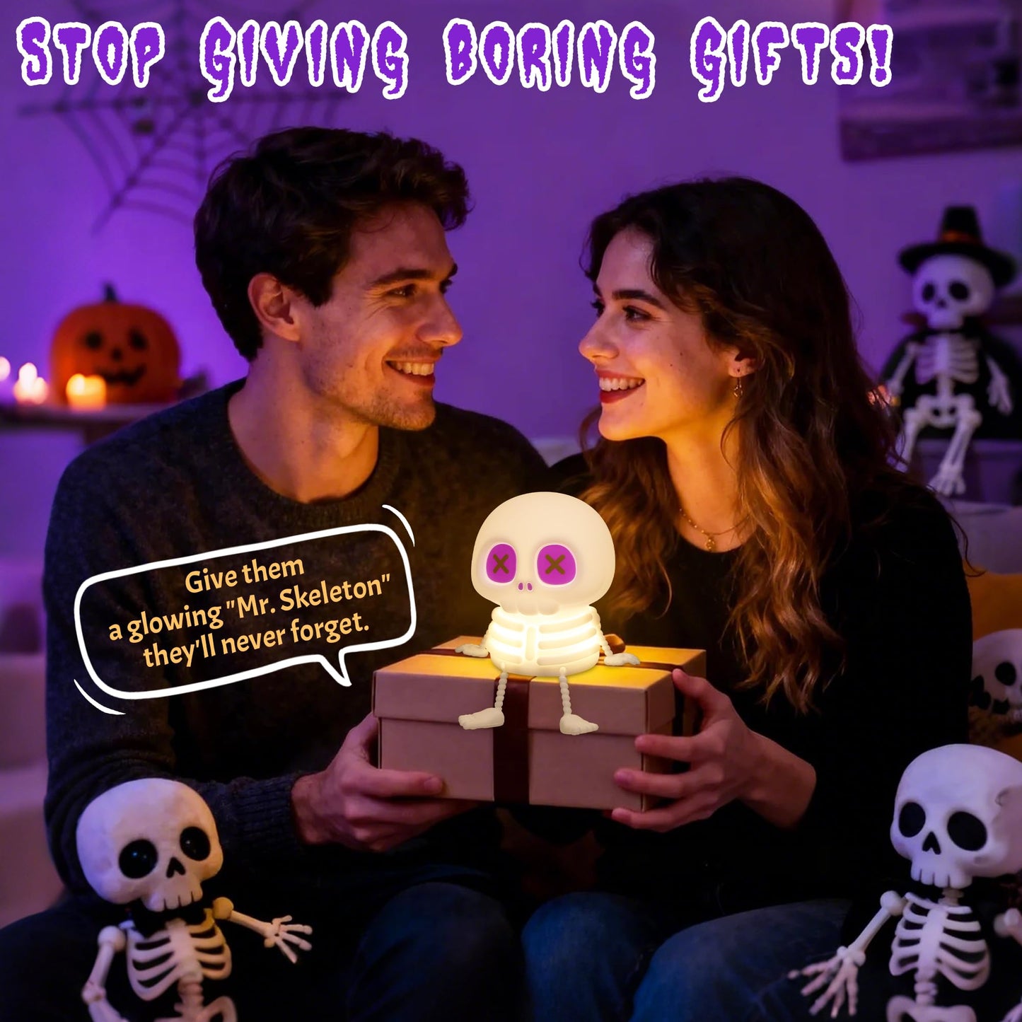 CoolGift Mart Skull Night Light, Silicone Touch Control Lamp. USB Rechargeable with Timer & Brightness Adjustment, Creates Customizable Glow for Gaming Room, or Halloween Decor, a Great Gift for All