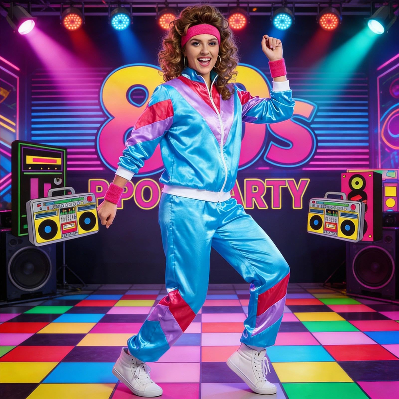 80s 90s Retro Shell Suit Tracksuit Set - Height of Fashion 4-Piece (image 3)