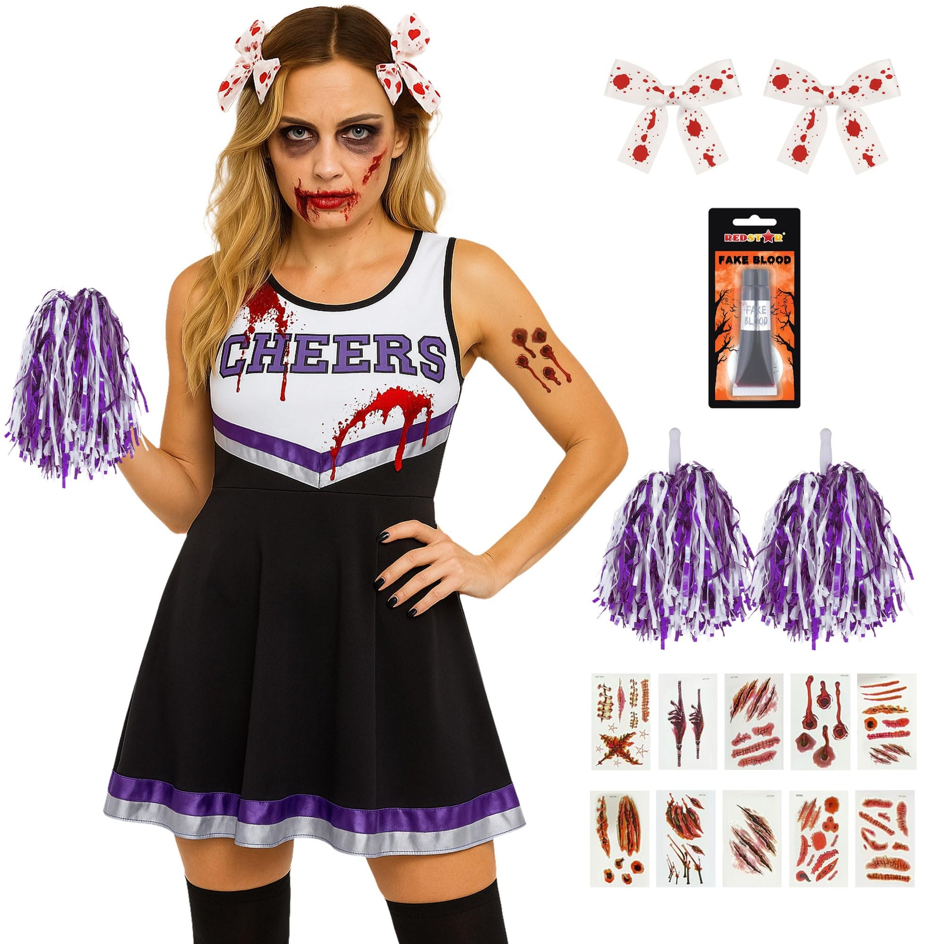 Zombie Cheerleader Halloween Costumes for Women - Dead Cheerleader