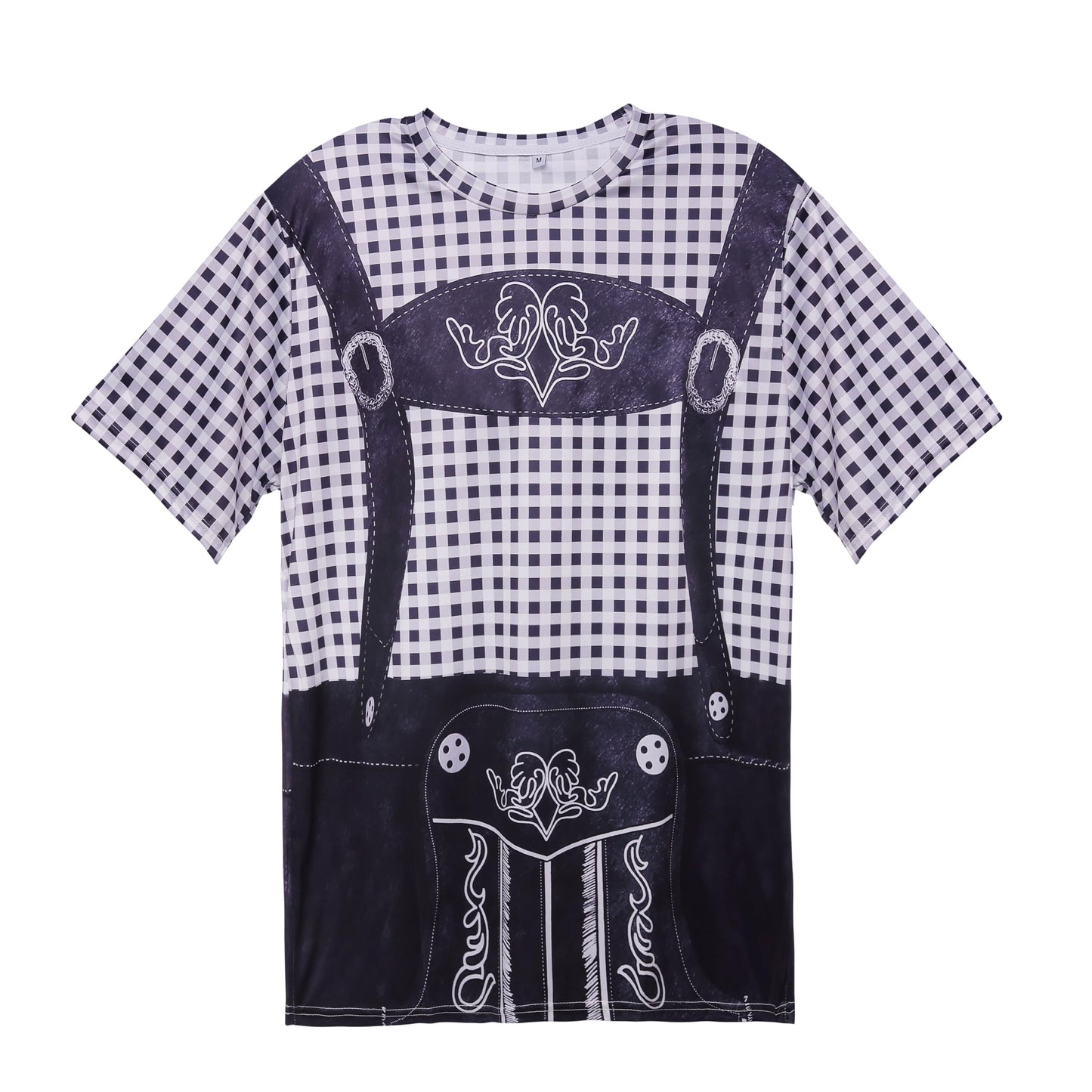 LIKPOJA Men's Bavarian Oktoberfest Costume Shirts German Beer Short Sleeve T-Shirts for Adult(Black A,S)