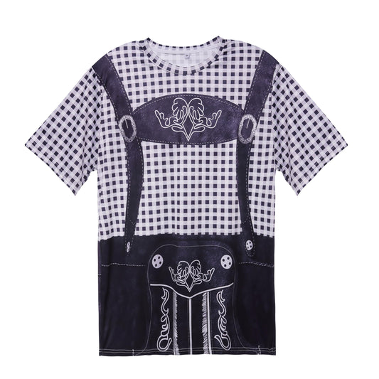 LIKPOJA Men's Bavarian Oktoberfest Costume Shirts German Beer Short Sleeve T-Shirts for Adult(Black A,S)